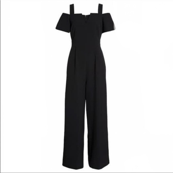 Eliza J Cold Shoulder V-Neck Jumpsuit in Black 2 NWOT - Picture 5 of 15